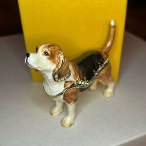 Beagle - Enamel & Crystal Trinket Keeper Box Tchotchke
